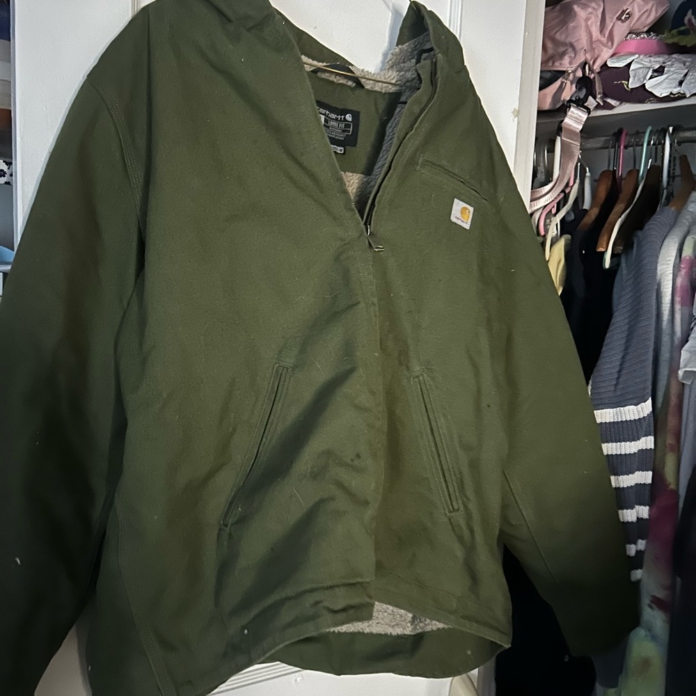 Carhartt Duck Olive Green Hooded Jacket